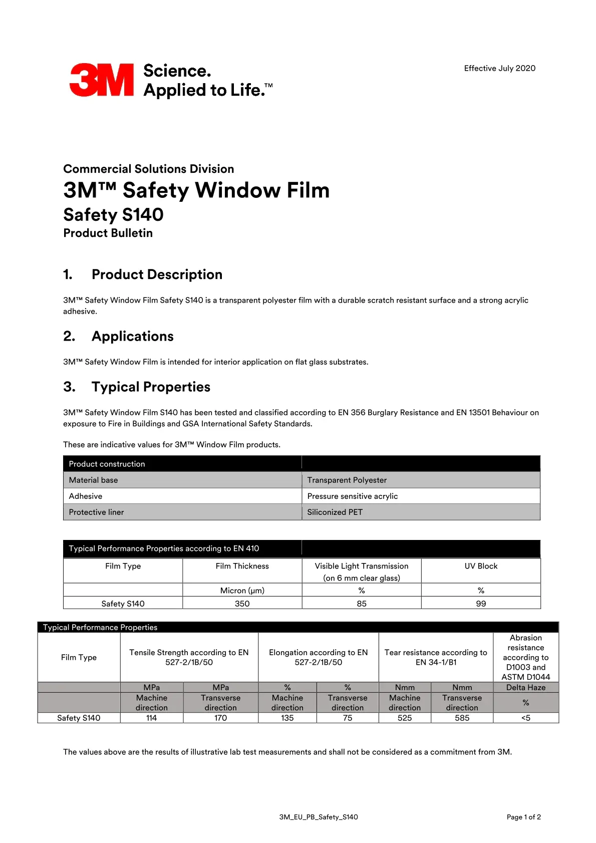 3M SH14 (S140), safety film