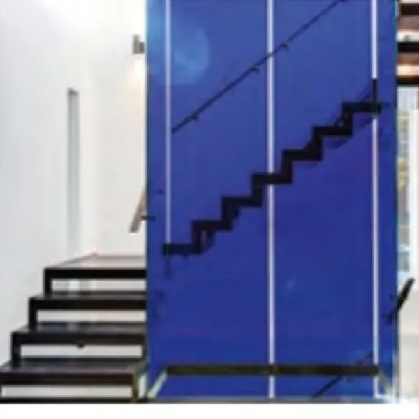 Ocean blue film on a stair balustrade