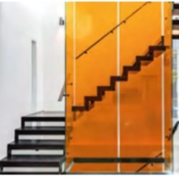 Orange film on a stair balustrade