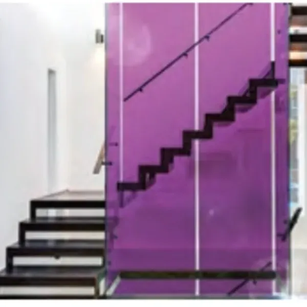 Violet film on a stair balustrade